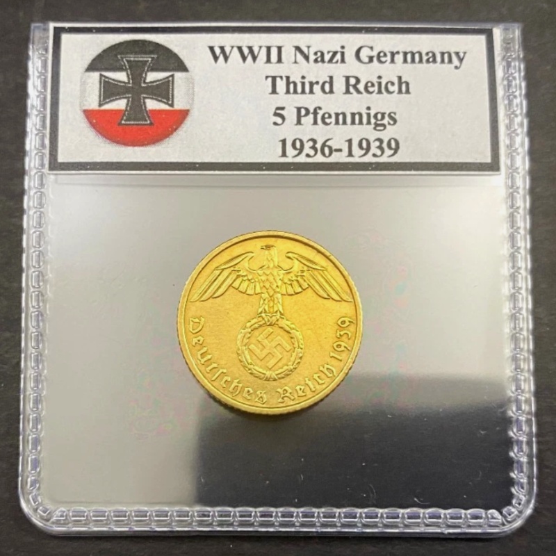 Germany WWII Era Third Reich Nazi Genuine 5 Pfennigs Coin 1936-1939 Al.Bronze