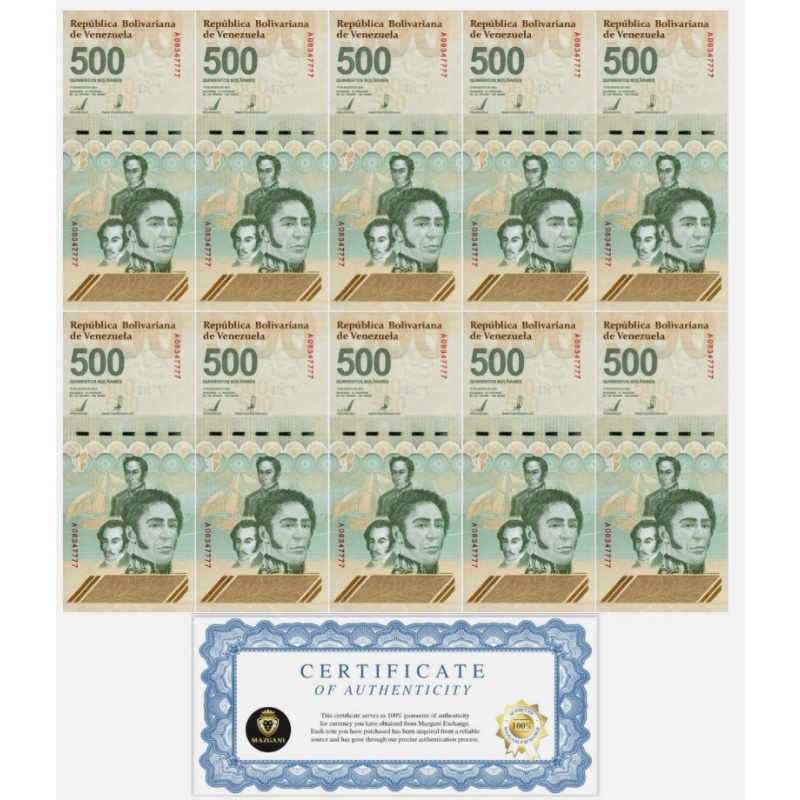 VENEZUELA 500 DIGITALES 2023 qty 10 UNC 500 million bolivar soberano New USA